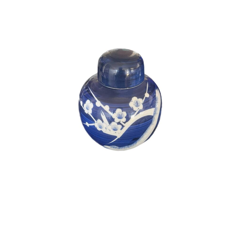 Elegant Blue & White Prunus Blossom Chinese Porcelain Ginger Jar